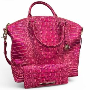 SOLD- Brahmin Duxbury Dome Potion Satchel Leather Crossbody Bag+ Wallet